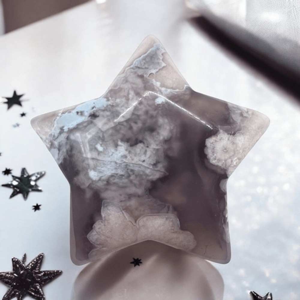 Flower Agate‎ Star Carving